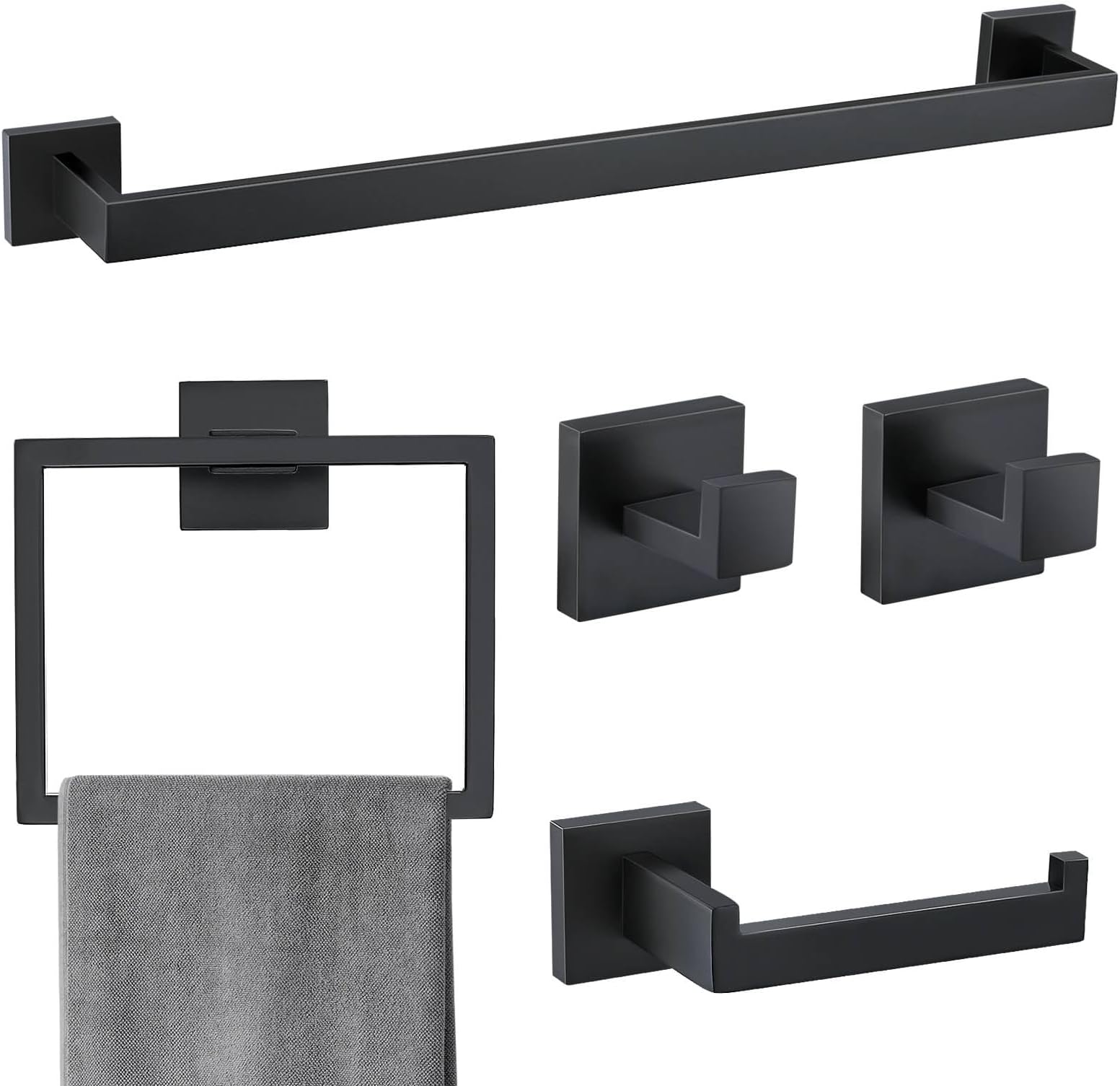 Amazon.com: 10-Pieces Matte Black Bathroom Accessories Set, 23.6 Inch ...