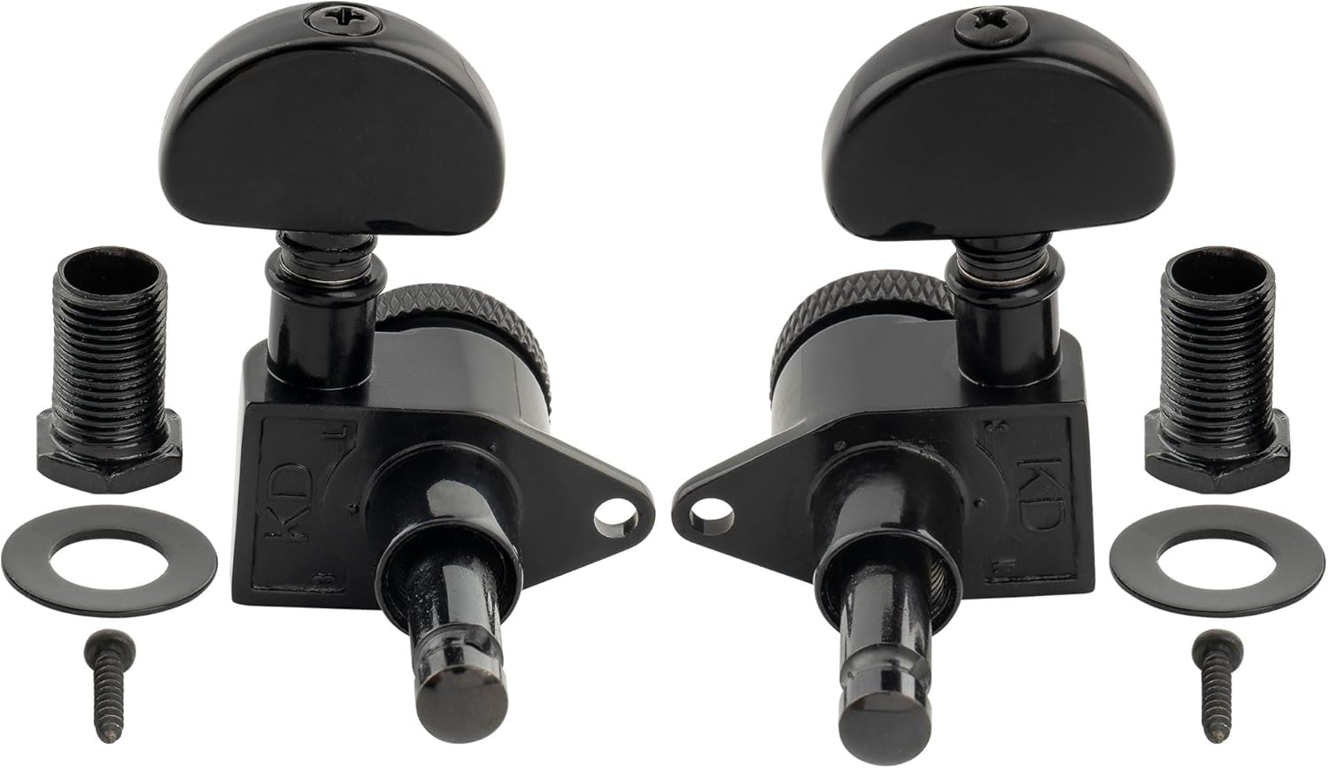 Musiclily Pro R18K 3R3L 18:1 Ratio Full Sealed Locking Machine Heads Tuners Tuning Pegs Keys with Half-Moon Button for Acoustic Electric Guitar, Black