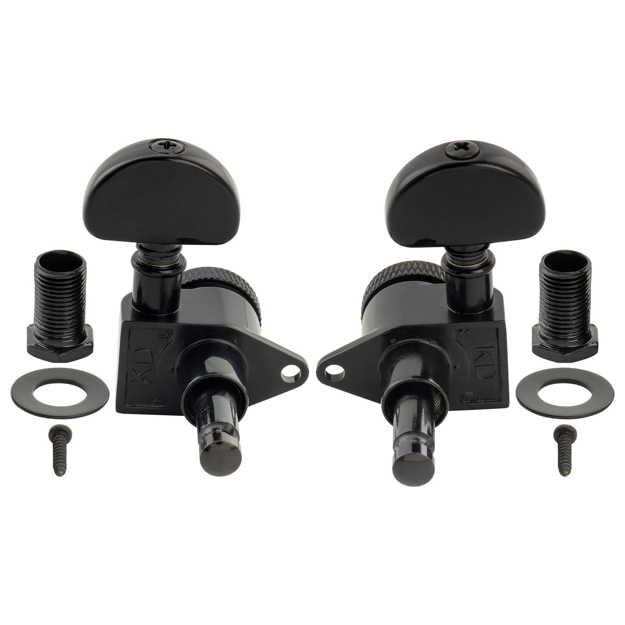 Musiclily Pro R18K 3R3L Clavijas de Afinación Bloqueo 18:1 Ratio Clavijeros Bloqueantes con Botón Media Luna Tornillo 90° para Guitarra Eléctrica Acústica, Negro