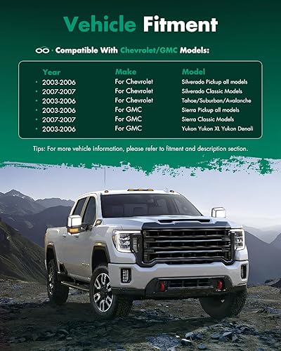 Miniatura 37 de SCITOO Espejo de remolque plano superior de repuesto con lente de espejo lateral izquierdo del conductor compatible con 1988-1998 para Chevy