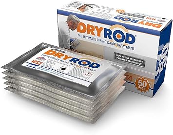 Dryrod Damp Proofing Rods (50 Pack x 3) - BBA-Approved Rising Damp Treatment, Stronger Than DPC Injection Creams. Coverage 18m