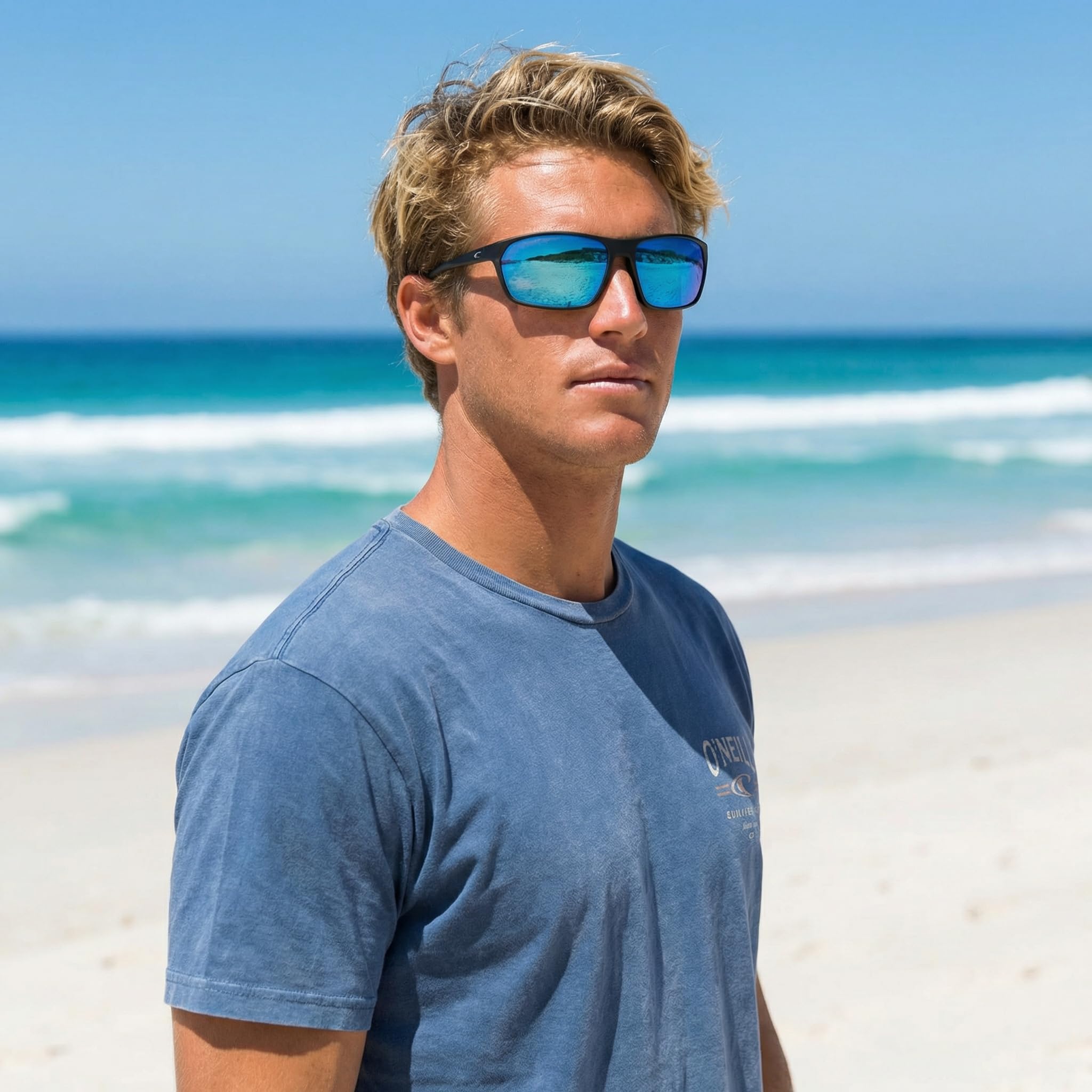 O'NEILL BREAKWATER 2.0 - Occhiali da sole sportivi da uomo, polarizzati, protezione UV400, 71 mm, lenti a specchio