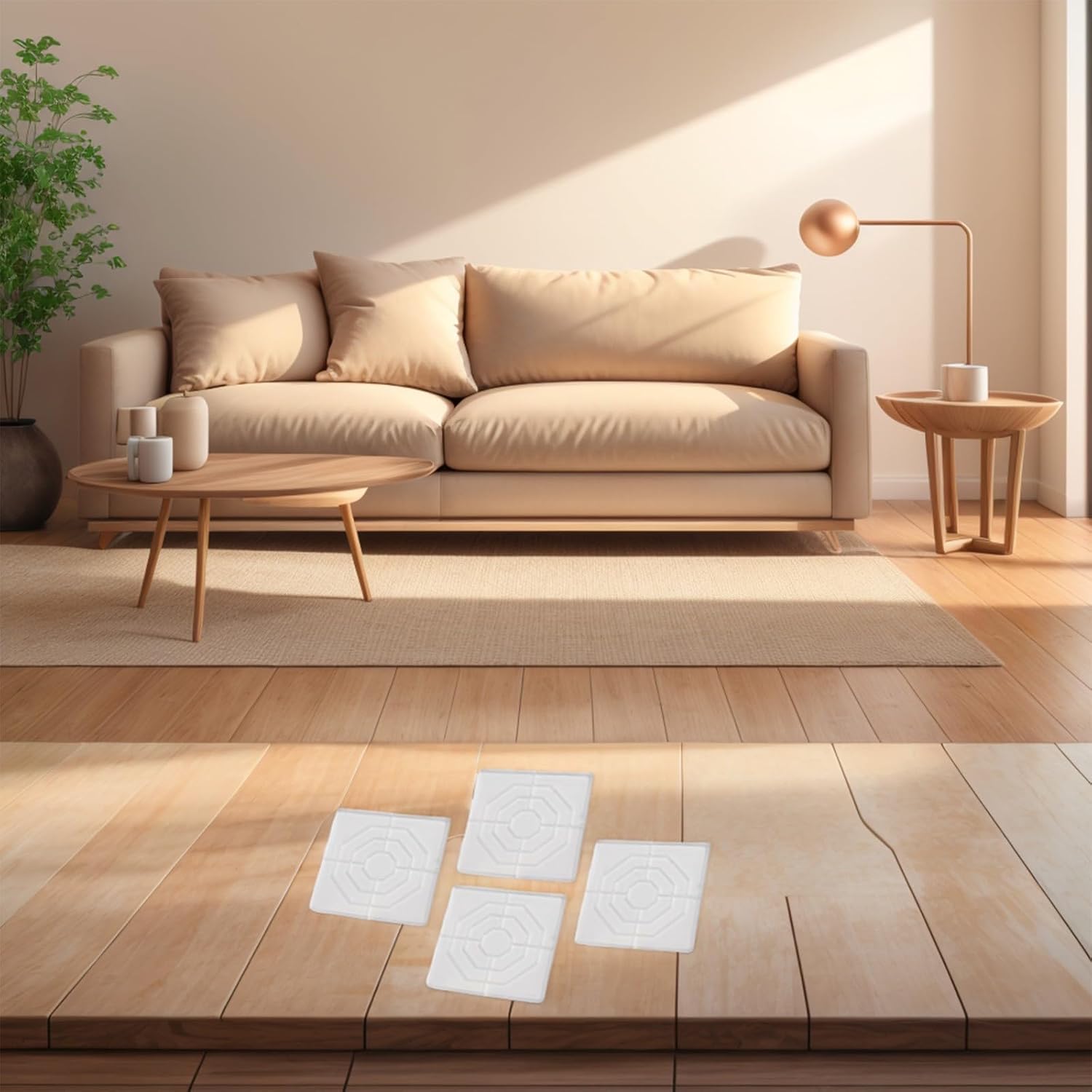 Transparent Silicone Furniture Pads 4 Pack, 3 Inch Anti-Slip Floor Protectors Table Legs Chairs Beds, Reusable Noise Reduction Bumpers to Prevent Scratches Hardwood Tile Floors