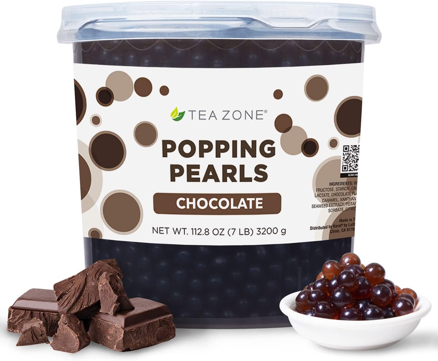 Tea Zone [7 Pounds] Chocolate Popping Pearls for Boba Tea Beverages, Sweets, Ice Cream Topping | B2071