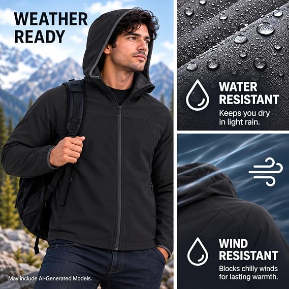 Spyder Mens Softshell Jacket - Faux Fur Lined Wind Resistant Fleece Jacket