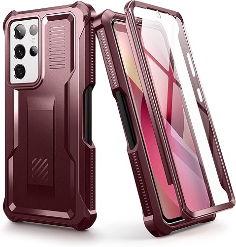 Dexnor Funda para Samsung Galaxy S21 Ultra con protector de pantalla y ranura para S Pen (bolígrafo S no incluido), cubierta de doble capa,