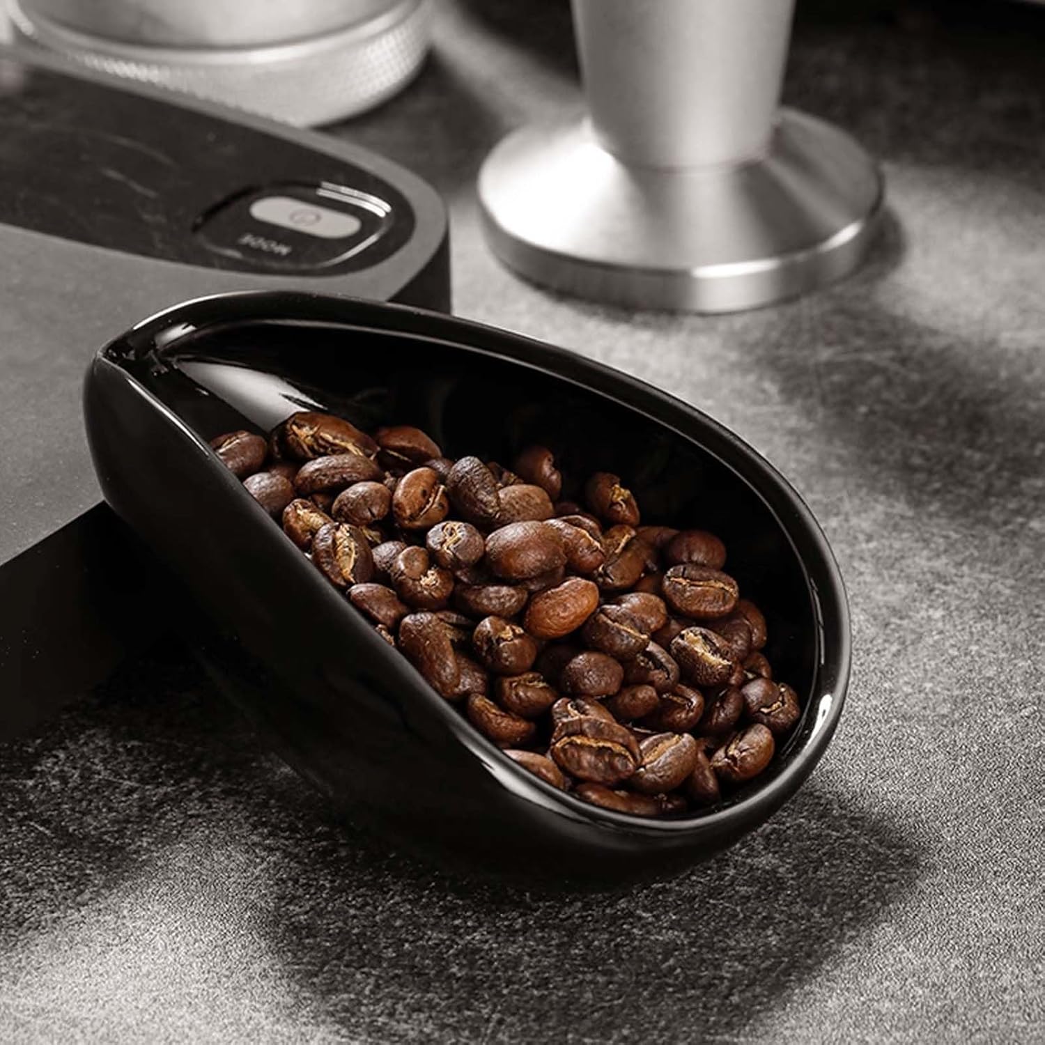 Coffee Beans Dosing Cup, Ceramic Tea Scoop, Coffee Bean Dosing Cup, Coffee Beans Dosing Tray Black, Dosing Spoon Ceramic, for Tea House, Dining Room and Coffee Lovers