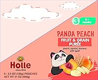 Vista 12 de Holle Bolsas orgánicas de comida para bebés, puré de plátano y llama para bebés con plátano, manzana, mango y albaricoque, (paquete de 6) bocadillos