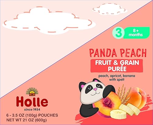 Miniatura 12 de Holle Bolsas orgánicas de comida para bebés, puré de plátano y llama para bebés con plátano, manzana, mango y albaricoque, (paquete de 6) bocadillos