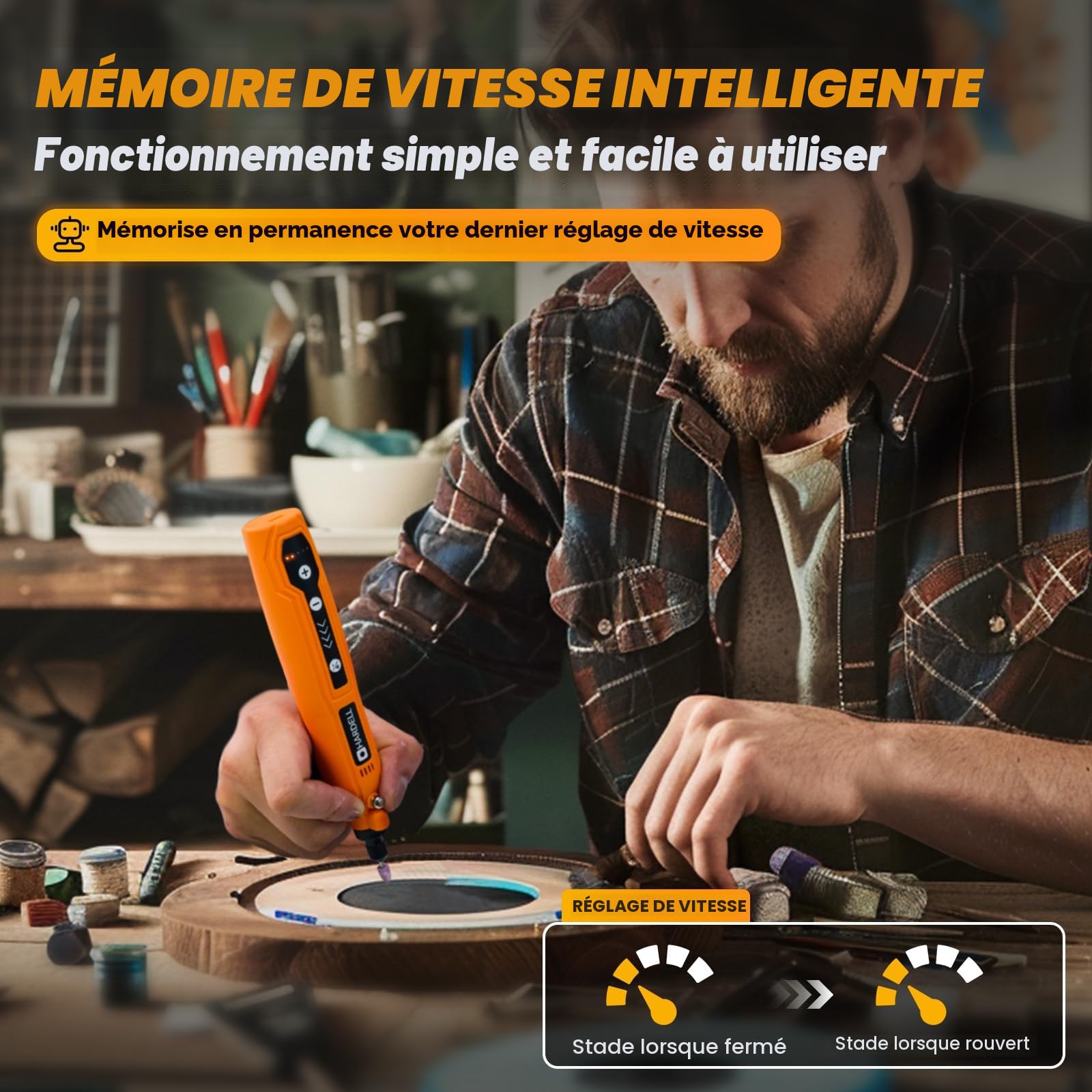 HARDELL outil rotatif multifonction sans fil 3.7V, mini perceuse 5 vitesses avec 69 accessoires – Perceuse/graveur LED pour bricolage, modélisme, bijoux, résine – Kit DIY débutant