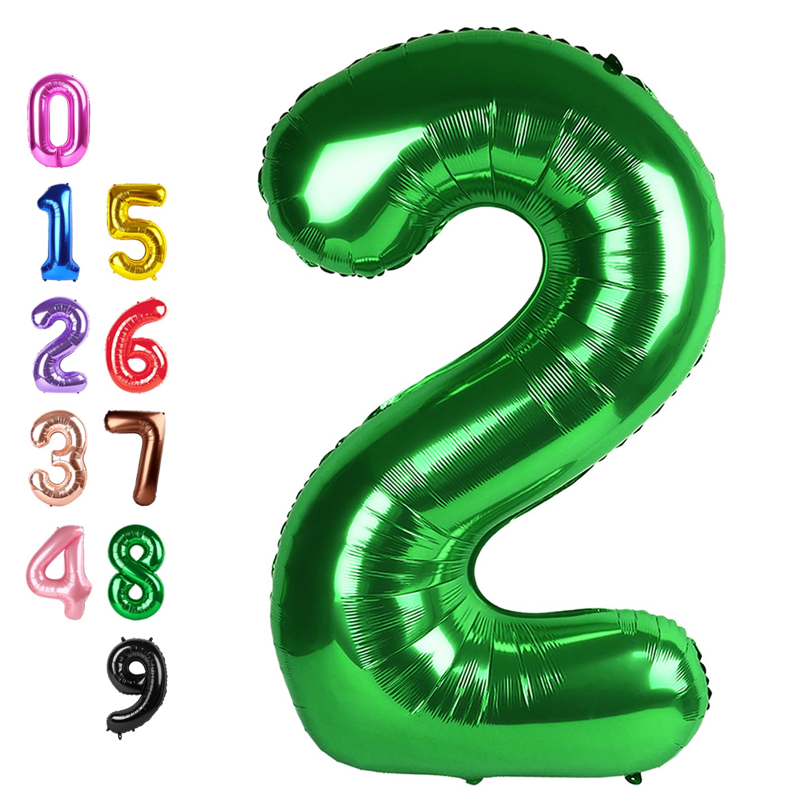2 Balloon 40 inch Dark Green Number Balloons for 2nd Birthday Decorations