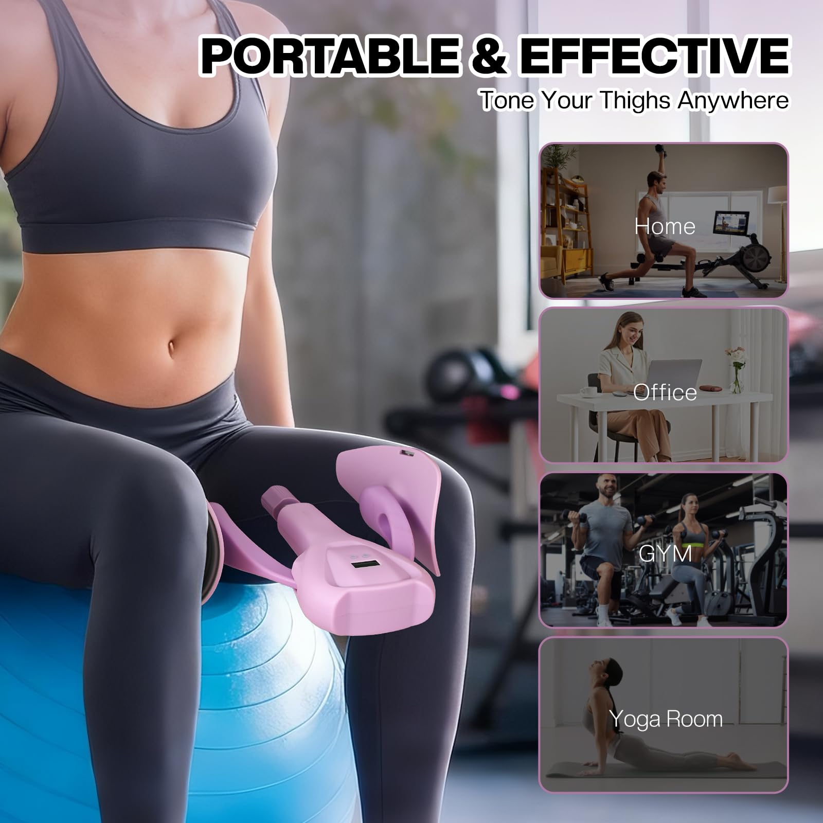 Attrezzo Interno Coscia Premium, Trainer Pavimento Pelvico Uomo Donna | Regolabile 50kg (110lbs) per Esercizi Kegel, Glutei, Gambe, Core Addome, Fitness Casa Pilates