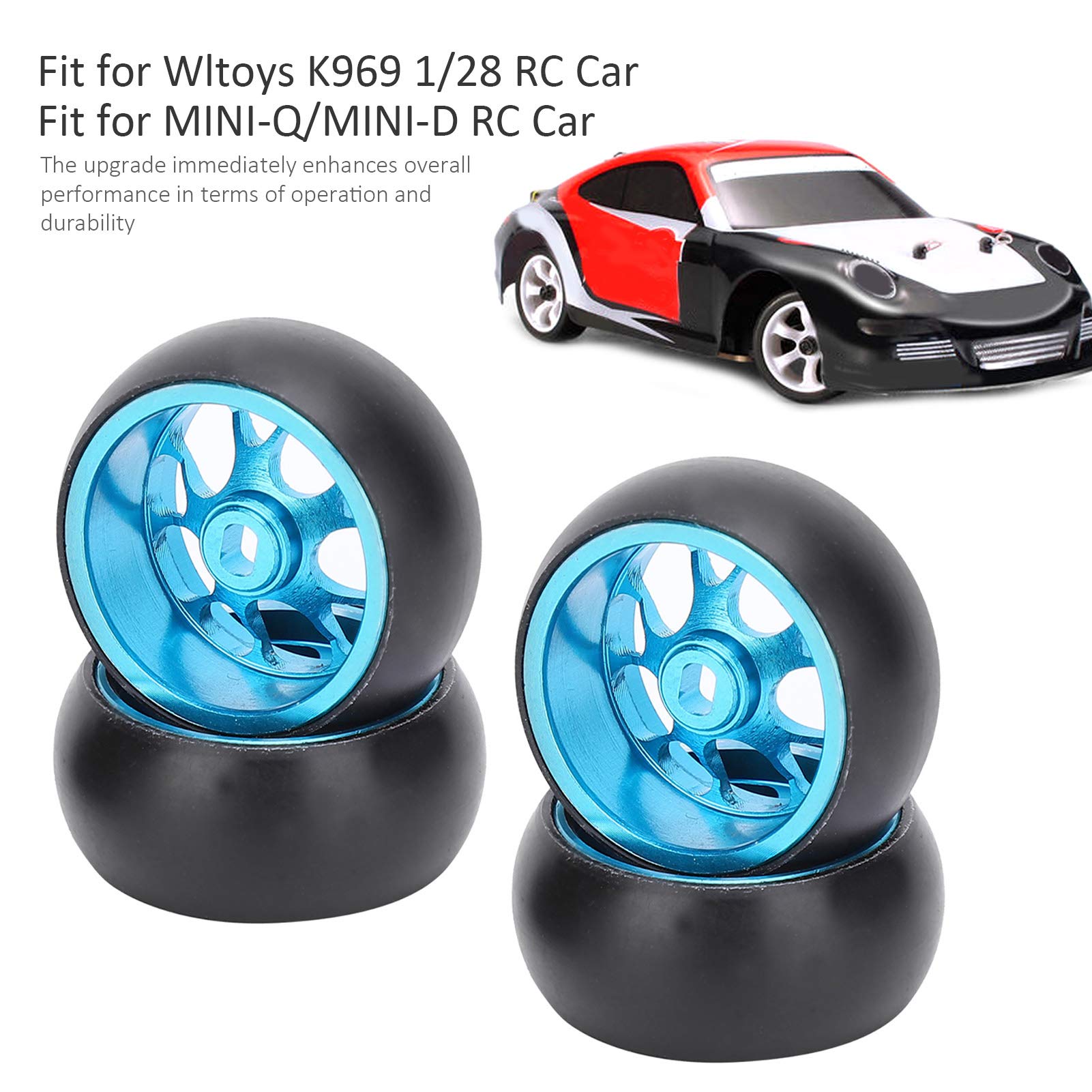 Alomejor RC Tires RC Wheel Drift Tires Replacement for Wltoys k969 1/28 RC Car(Blue)