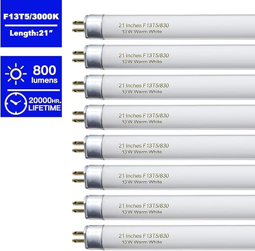 Miniatura 3 de Bombilla fluorescente T5 de 21 pulgadas de 13 vatios F13T5WW compatible con Sylvania Satco Philips GE bajo el gabinete, luz blanca cálida de 800