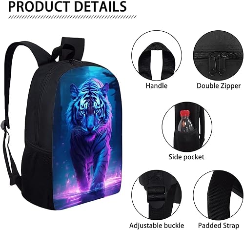 Miniatura 5 de Mochila para niños y niñas con diseño de animales, Lago Tigre Púrpura, Mochilas Sling