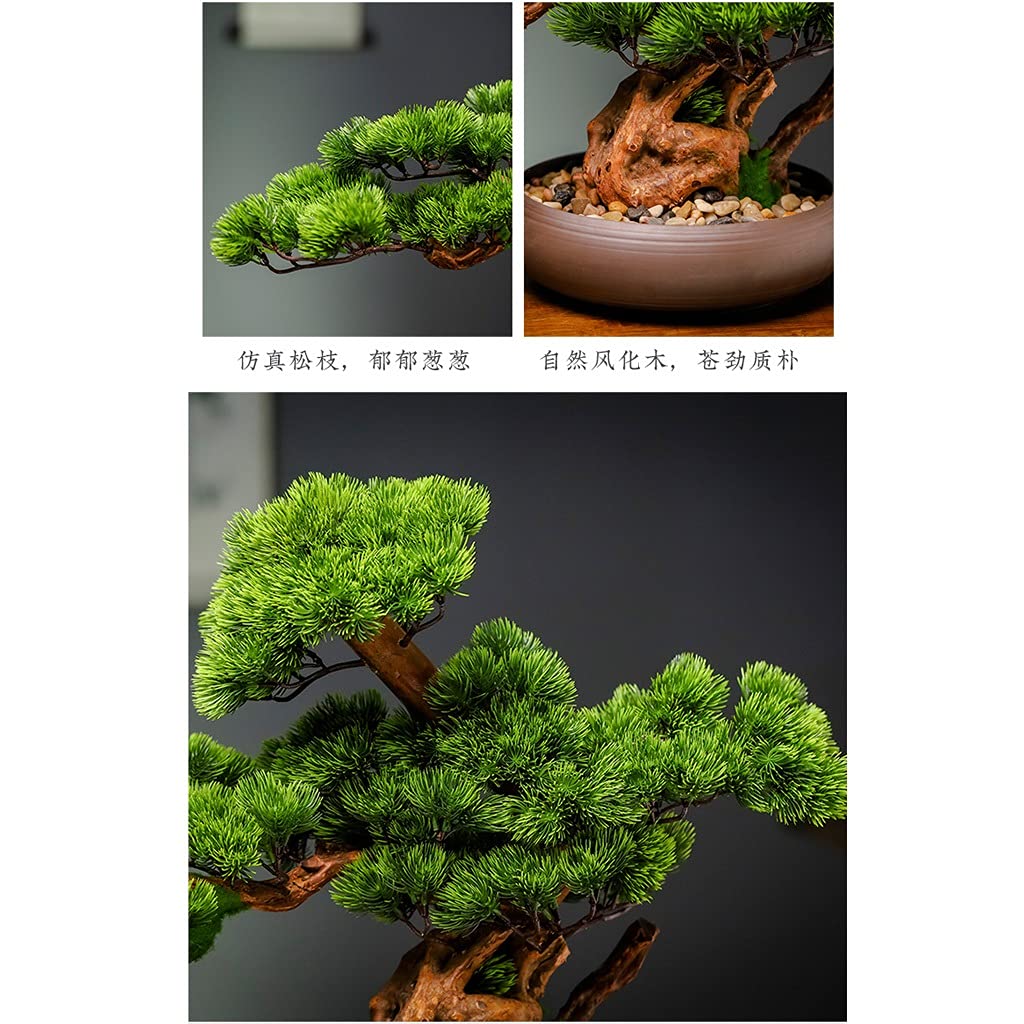 Plante Artificielle Simulation Bienvenue Pine Bonsaï Office Vert Plante Décoration Artificielle Arbre en Pot for Le Salon Bureau Shop Magasin de la Richesse Bonsai Artificiel