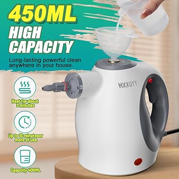 Multi-Surface Handheld Pressurized Steam Cleaner with 13 PCS Accessory ,Portable Steamer for Cleaning, Multipurpose Steam Cleaner for Home/Car/Bathroom/Grease/Upholstery/Floor/Grout and More (White)