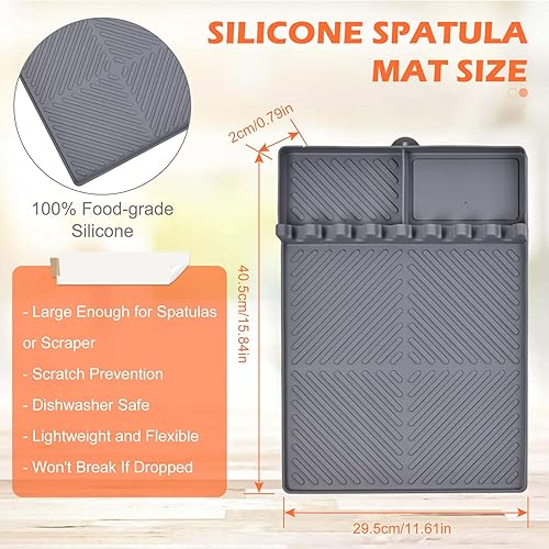 Miniatura 3 de Alfombrilla de silicona para cucharón, soporte para utensilios de cocina, almohadilla de goteo, resistente al calor para estufa y parrilla,