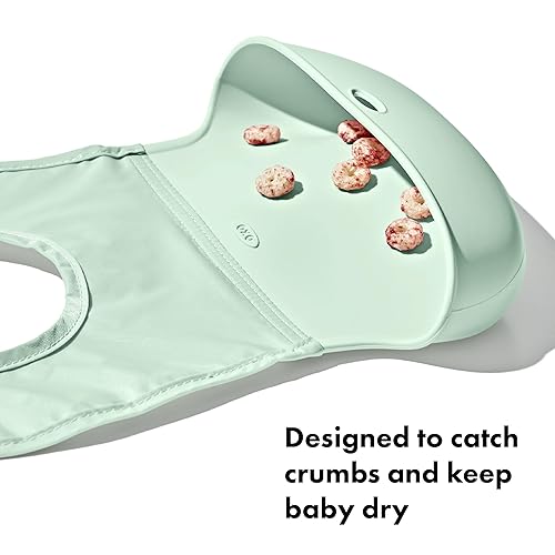 Miniatura 18 de OXO Tot Babero enrollable, paquete de 2, flor y anochecer Flor/anochecer,Llovizna/Flor,Llovizna/anochecer,Llovizna/Ópalo,Lila/Ópalo,Azul/gris,Verde