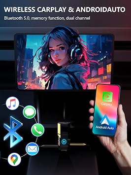 Lipstick Series (Built-in Magnet) Wireless Carplay/Android Auto Adapter for iPhone&Android Phone,Convert Wired to Wireless Dongle Adapter, Mini Size with USB&Type-C 2.0, Stable Control & No Delay