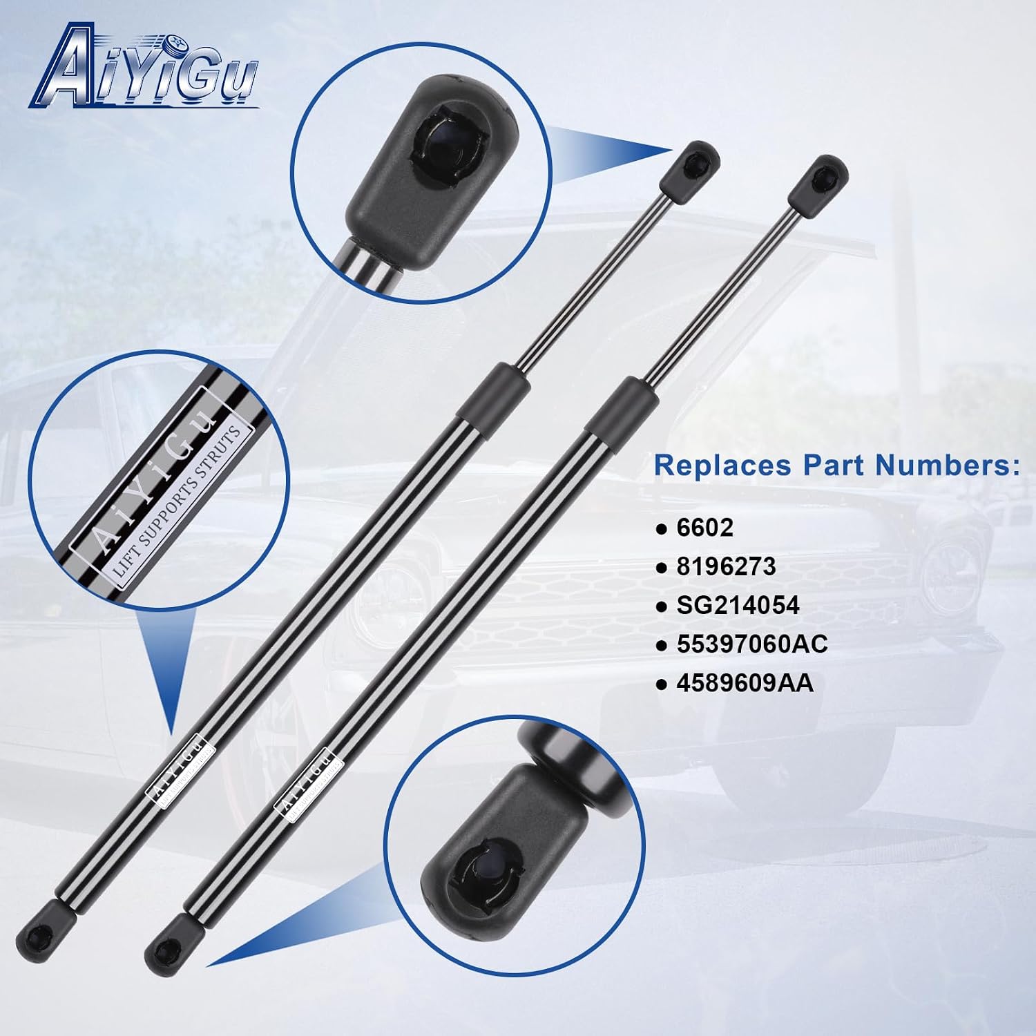 6602 Rear Window Glass Shocks Struts Lift Supports Gas Springs Compatible with 2007-2010 Jeep Wrangler Jk, Replacement SG214054, Pack of 2 PCS
