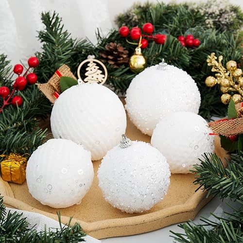 Miniatura 4 de Juego de 8 bolas de Navidad de 3.94 pulgadas, bolas de espuma de lentejuelas con purpurina, irrompibles, decoraciones de árbol de Navidad, juego de