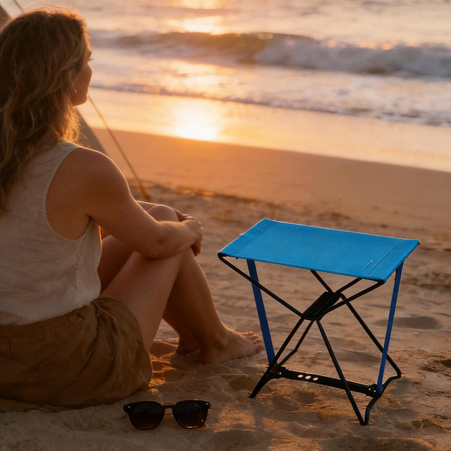 Folding Stool - Lightweight Heavy Duty Small Seat | Small Folding Stool Camping Chair | for Outdoor Camping Hiking Backpacking Picnic Travel Beach Pool Stadium Events