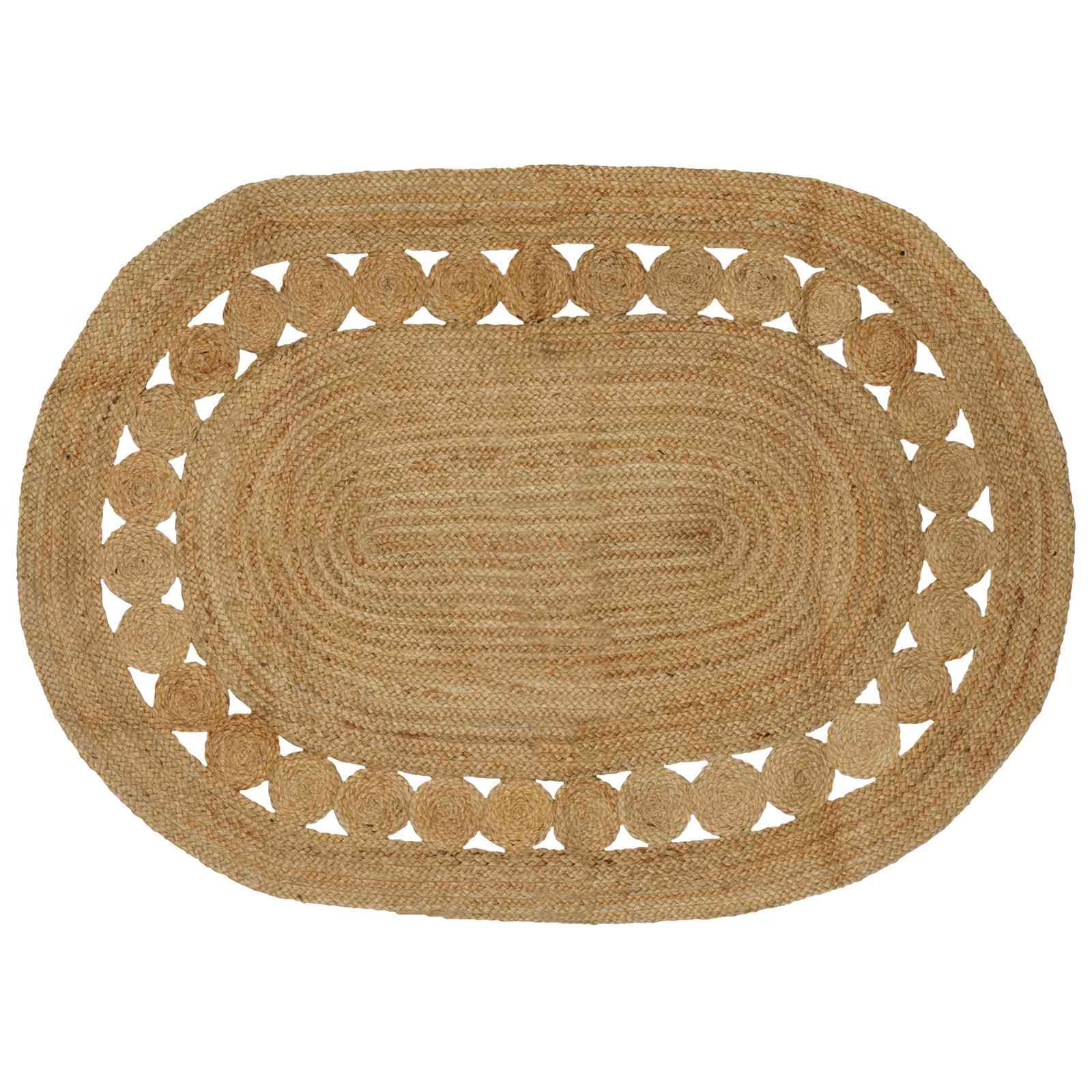 Tapis tressé pour salle à manger et couloir en jute naturelle 122x183