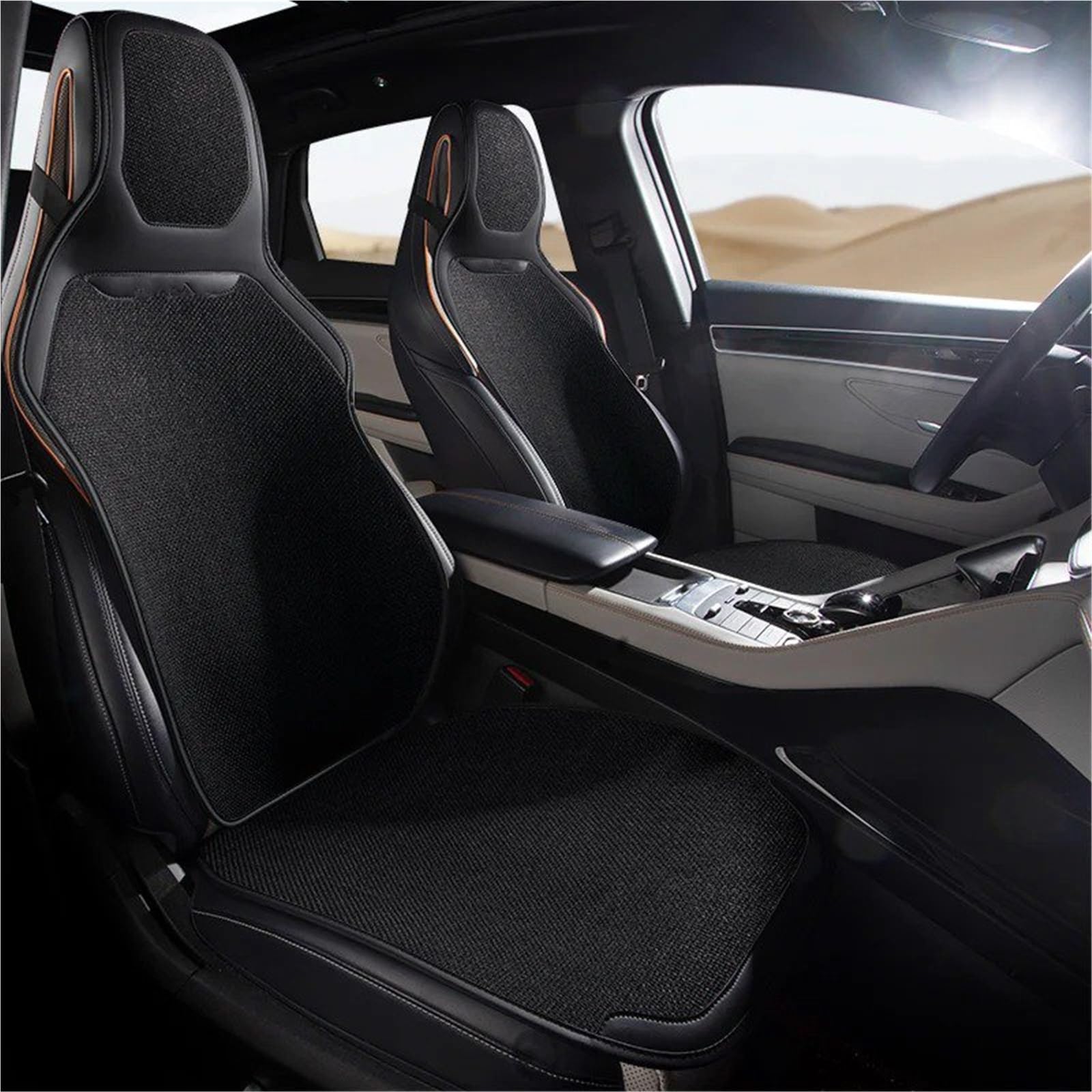 Sitzschoner Sportsitz Autositzkissen 1-teiliges Kopfstützenkissen Vier Jahreszeiten Universal 1-teilig Einzelsitz Autositzbezüge(1pc Black)