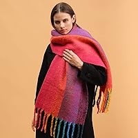 Vista 2 de Bufanda cálida para mujer, colorida y suave, cómoda, elegante chal de pashmina para clima frío, bufanda larga de moda, borla de coleta