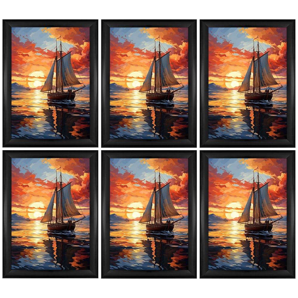 Jms We Create Smile Black (Set Of 6) A4 21X30cm Photo Frame Styrene Front Certificate Frames (Black)