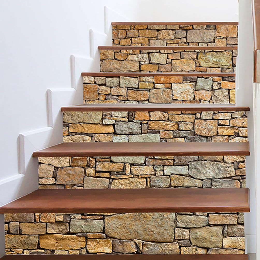 Calcomanías de escalera de piedra Uonlytech pack de 6 vinilos autoadhesivos rústicos