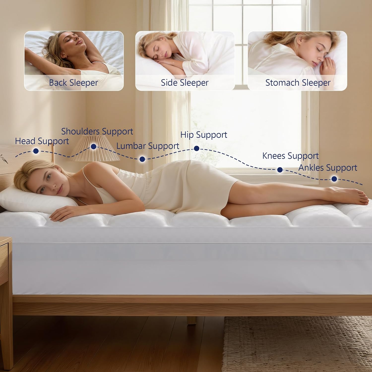 Dual Layer 4 Inch Memory Foam Mattress Topper Twin, 2 Inch Cooling Gel Memory Foam and 2 Inch Quilted Pillow Top Mattress Pad Cover for Back Pain Relief, 8-24 Inch Deep Pocket