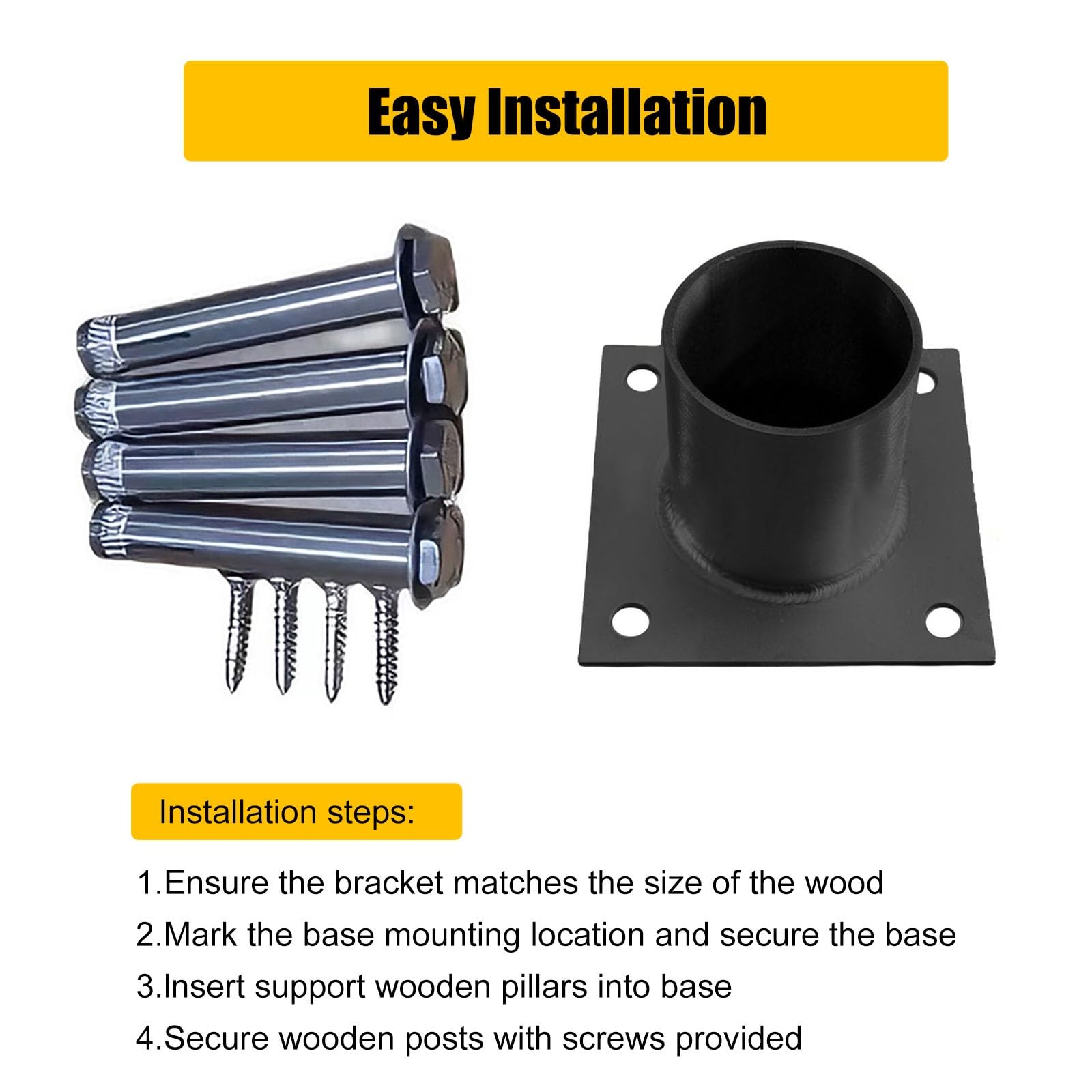 Soporte para Poste Base para Postes de Madera Soporte De Anclaje para Postes De Terraza | Para Exteriores/ Aceras / Entradas De Vehículos, Soporte Para Columnas De Hormigón(Dia120mm/4.7")