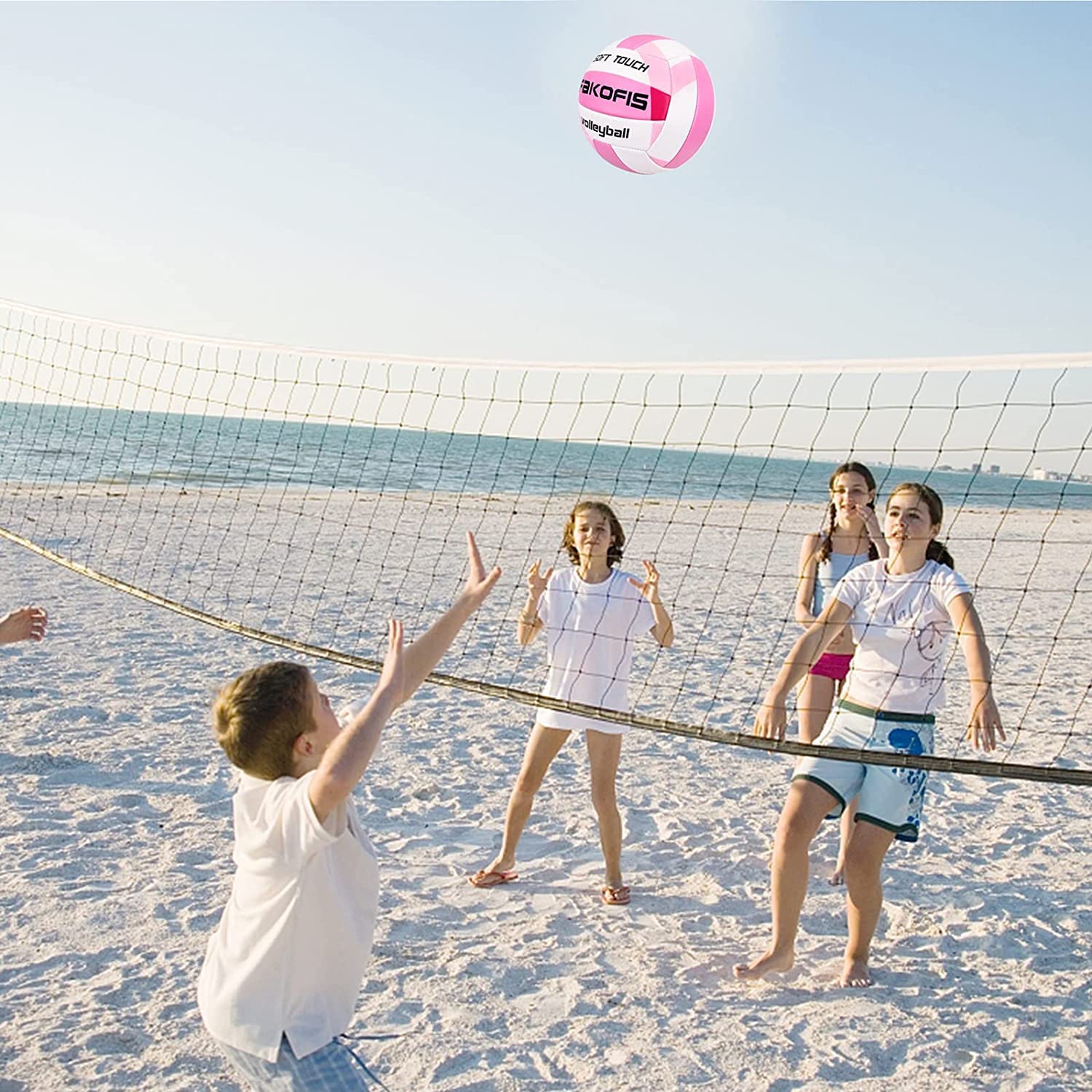 Balón de voleibol playa tamaño oficial 5 rosa para adultos interior exterior