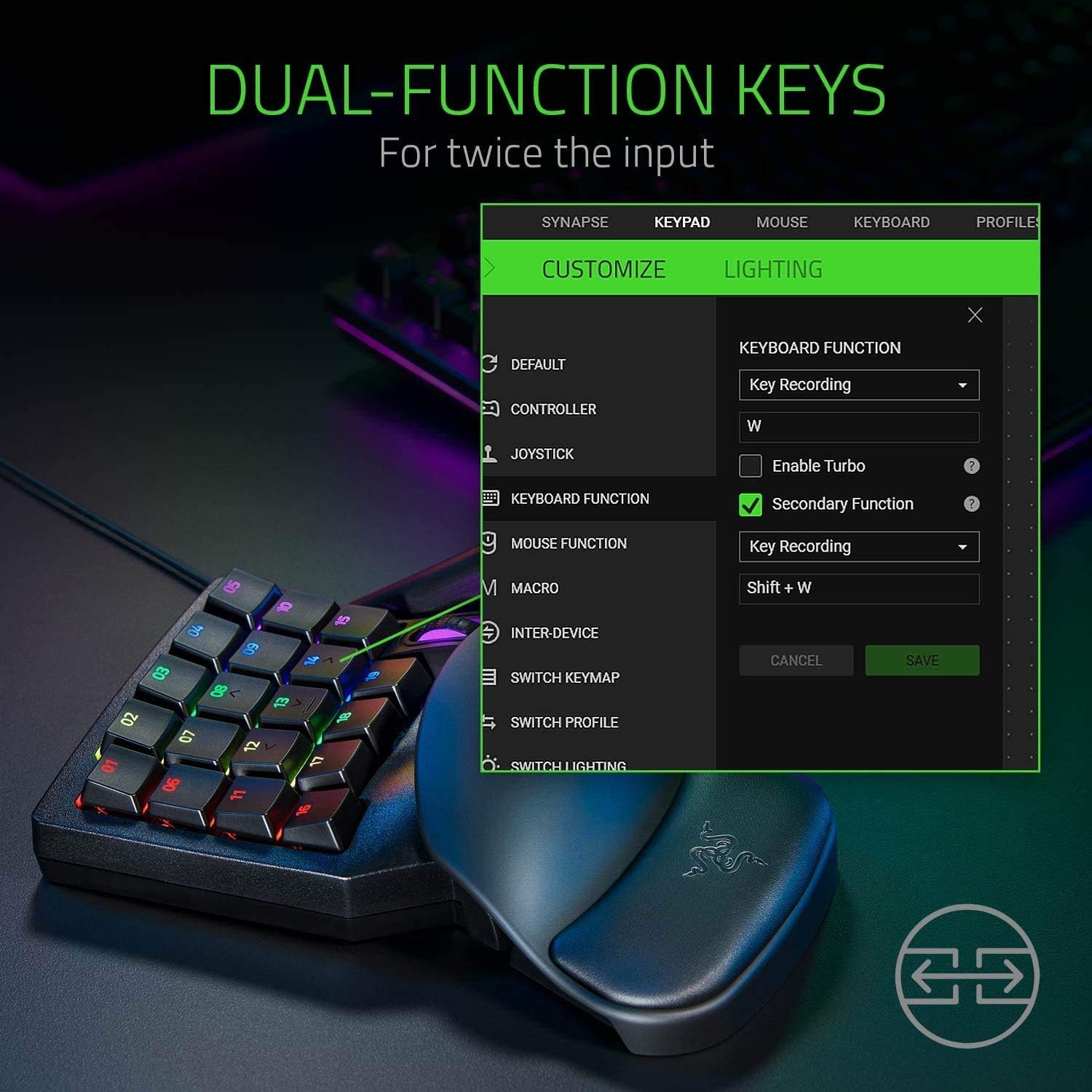Razer Tartarus Pro Gaming Keypad: Analog-Optical Key Switches - Rapid Trigger - Adjustable Actuation - 32 Programmable Keys - Customizable Macros - Chroma RGB Lighting - Classic Black Classic Black Tartarus Pro - Optical Switches Keypad