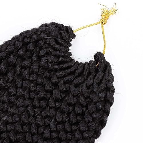 Miniatura 8 de 7 paquetes de trenzas de ganchillo con extremos rizados de 10 pulgadas, trenzas de ganchillo para mujeres negras (12 pulgadas, 2#)