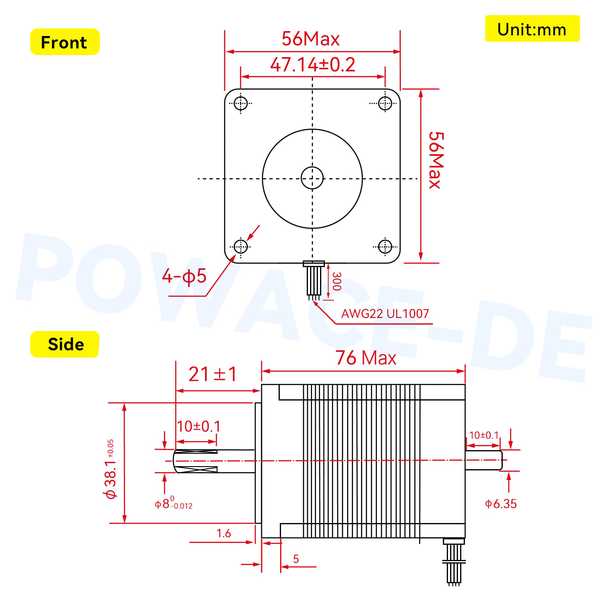 RATTMMOTOR Motore passo-passo Nema 23, motore stepper, a doppia gamba, 4 fili, 3 A, 1,8 Nm, 2 fasi, 1,8 gradi, 57 x 57 x 76 mm, 4 fili per stampante 3D/fresatrice CNC (23HS8430B)