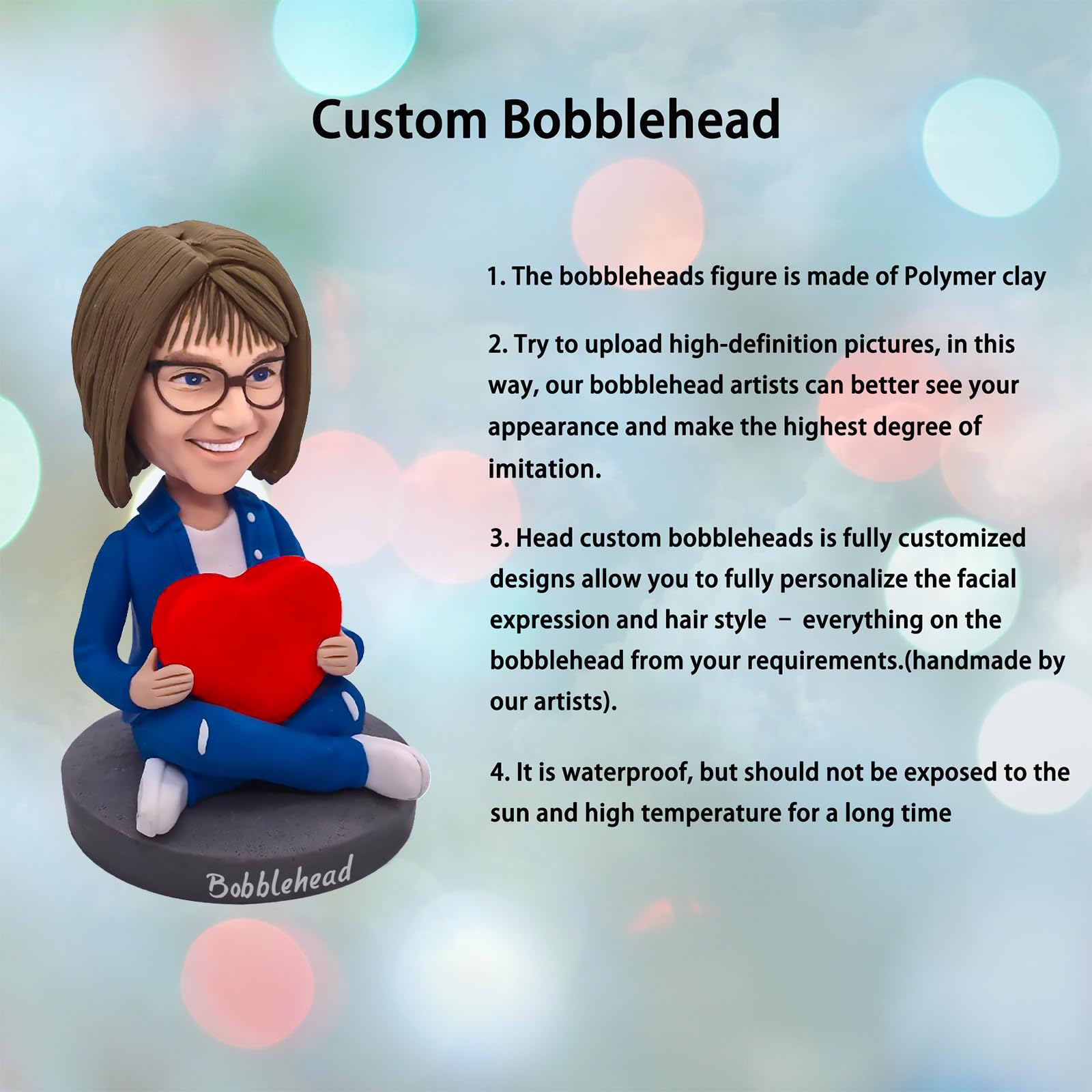 Figura personalizada con texto en inglés "Lady Bobblehead Confident" para profesionales, hecha a partir de tu foto, mujer elegante con traje rosa, regalo de arcilla hecha a mano para la carrera