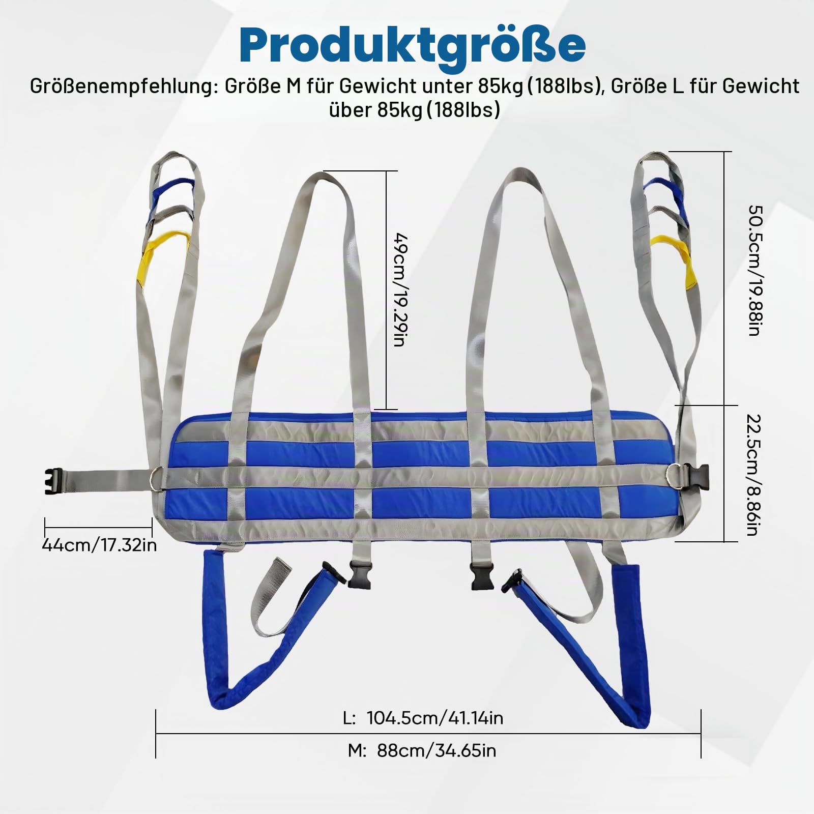Patientenlift Hebegurte, Hilfe Patient Übertragen Assistierender Hebegurt für Patientenlifter 4 Stufige Höhenverstellung Maximalgewicht 230kg mit den Meisten Mobilitätshilfen und Geräten (L)