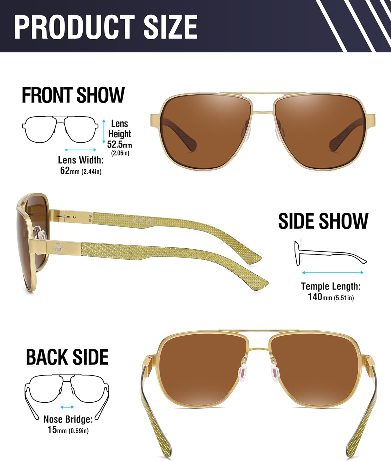 DUCO Aviator Sunglasses For Men Polarized Sunglasses Men UV Protection Carbon Fiber Temple Mens Sun glasses For Driving 3051 - Image 3