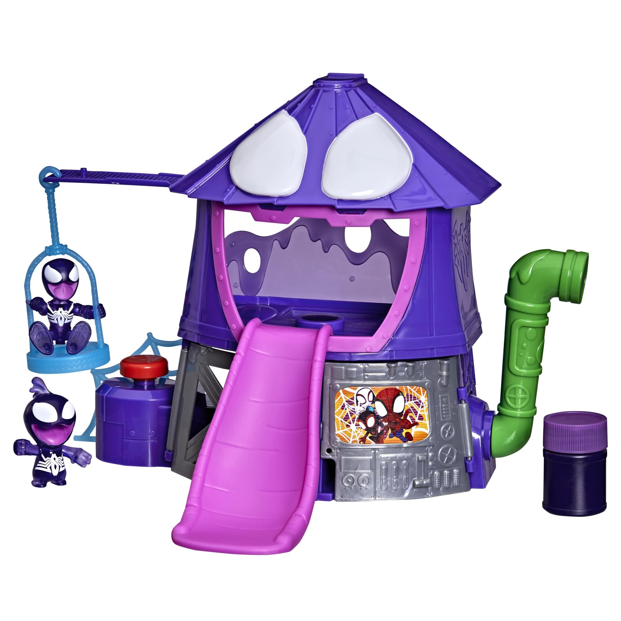 Marvel Spidey and his Amazing Friends Symbie Factory Playset with 2 Action Figures, Super Hero Toys for Kids, Ages 3+