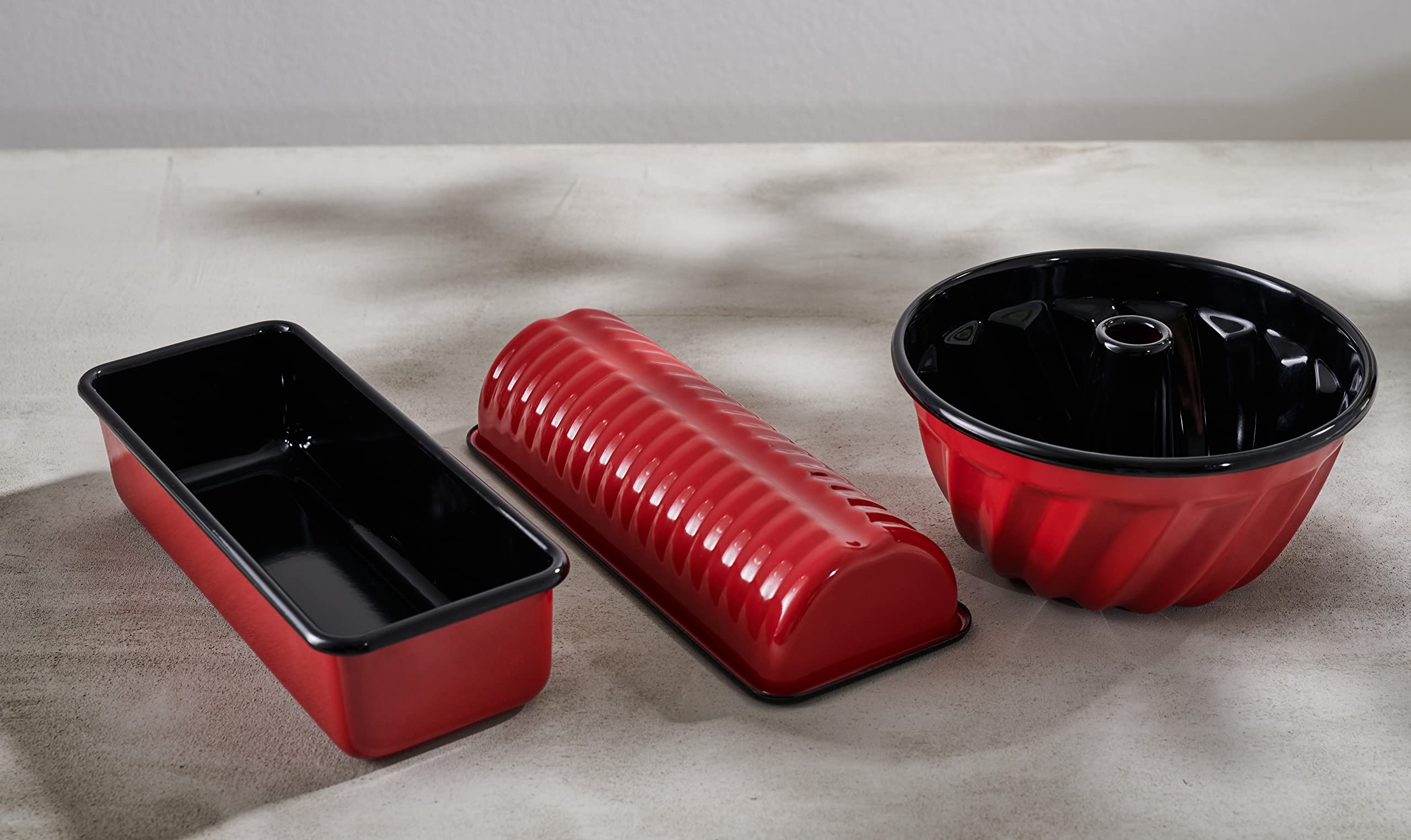 Riess, 0632-020, stampo per ciambella 24, classico, colore rosso, diametro 24 cm, altezza 13,7 cm, contenuto 3 litri, smaltato, rosso/nero