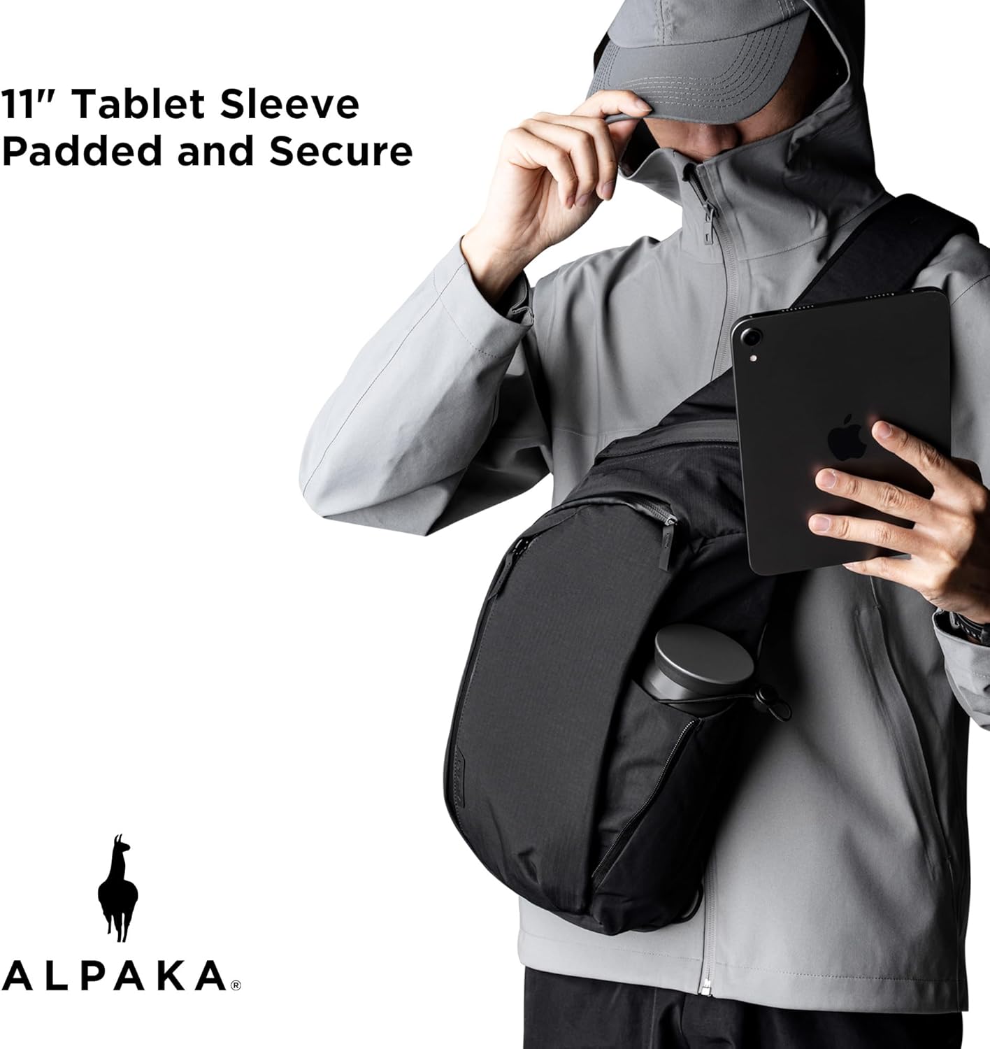 ALPAKA Metro Crossbody Right Shoulder 7.5L - Crossbody Bag Men,Sling Backpack - Fits 11" Tablet - Single Shoulder with YKK Zipper - Expandable Water Bottle Pocket - Phone Sleeve- Black Axoflux 210D - Image 5