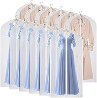 Kntiwiwo 60" Clear Garment Bags for Storage - 12 Pack Dust-Proof PEVA Suit Dress Covers with Zipper for Closet Organization