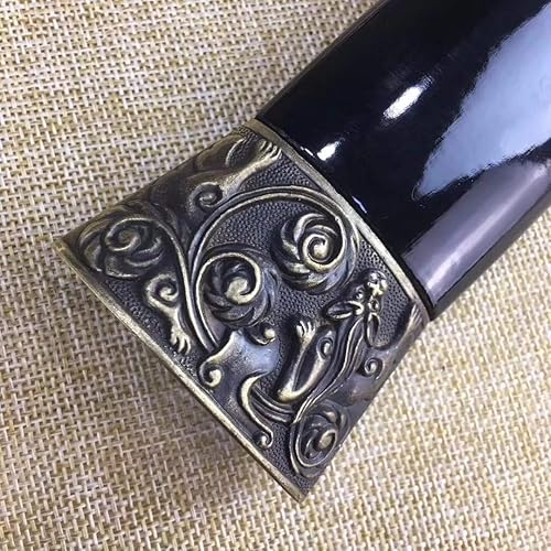 Miniatura 8 de Lin creative Espada Han jian, hecha a mano, hoja de grabado de acero de alto carbono, vaina de madera maciza, Wushu