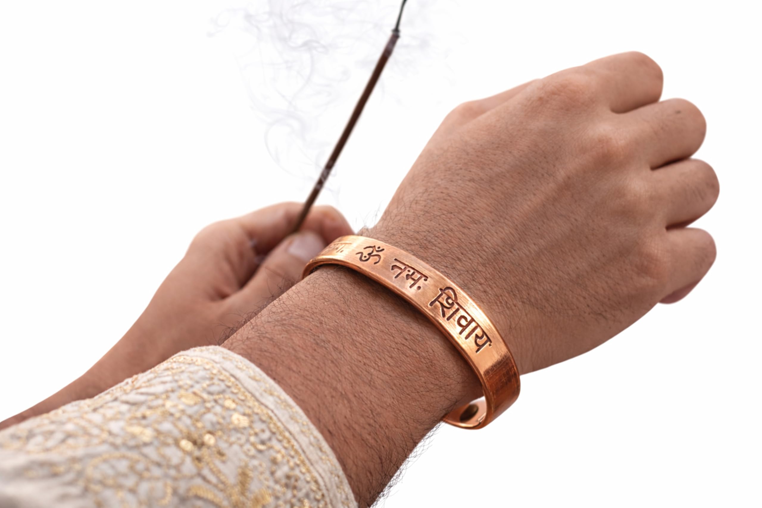 Om Namah Shivaya Copper Magnetic Kara Bracelet for Men & Women | Engraved Hindu Kada with Inbuilt Magnet Therapy | Adjustable Spiritual Bangle for Joint Support, Pain Relief & Circulation (1 Piece Only)-image-20