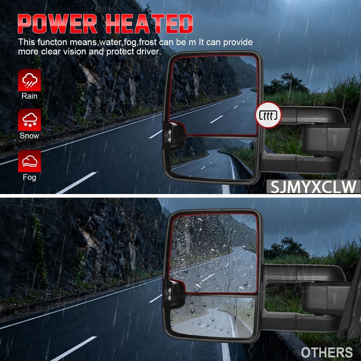 Power Heated Towing Mirrors Compatible for Chevy Silverado GMC Serria 2014-2018,Manual Extendable & Foldaway with Arrow Turn Signal,Running & Backup Lights,GM1320511 GM1321511 (Passenger Right Side)