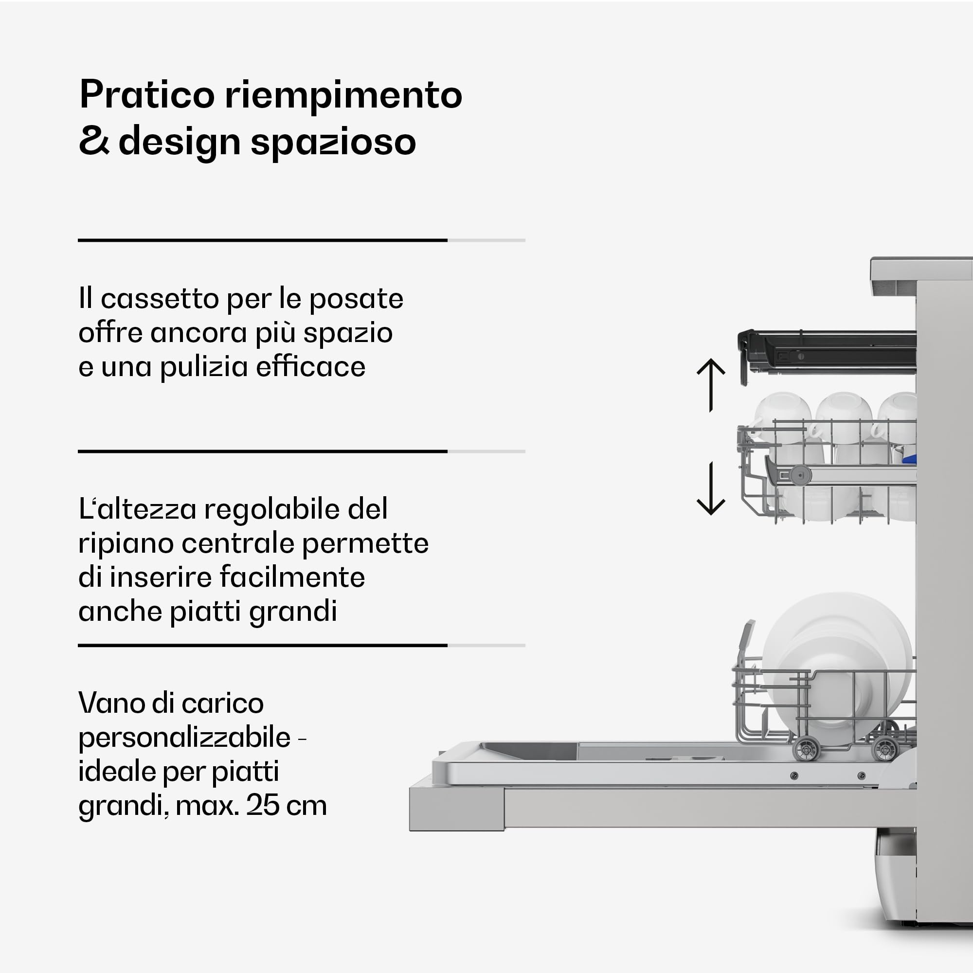 Klarstein Verosteel Lavastoviglie 45cm Libera Installazione - 10 Coperti, 9 Programmi, 42 dB, Classe B, AquaStop, Blocco Bambini, Argento, Display, Lavastoviglie Compatta