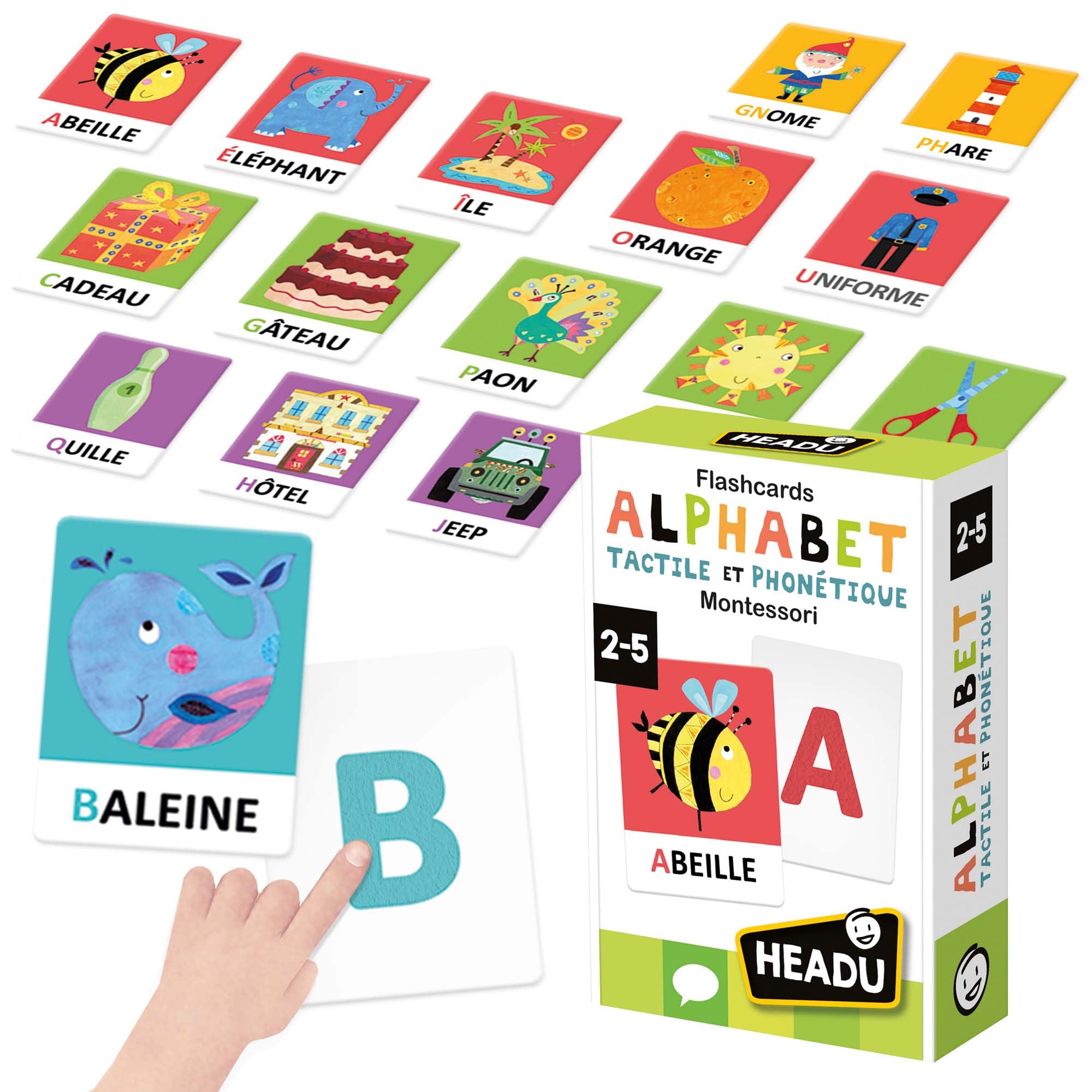 Headu Flashcards Alfabet dotykowy i fonetyczny Montessori